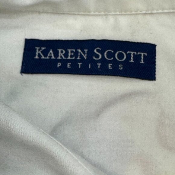 Karen Scott Holiday Scottie Presents Button Front Shirt White Size Petite Medium - Picture 9 of 16